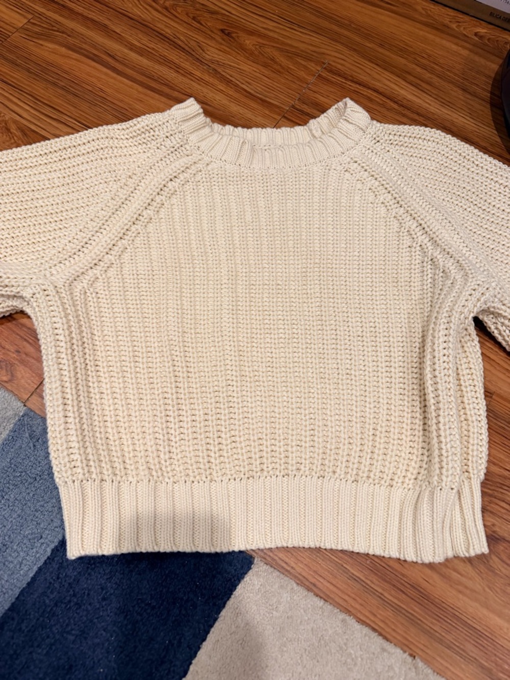 Women's Cream Knit Crewneck Sweater